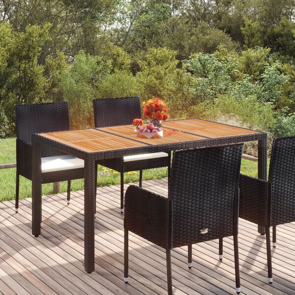 vidaXL Garden Table With Wooden Top Black
