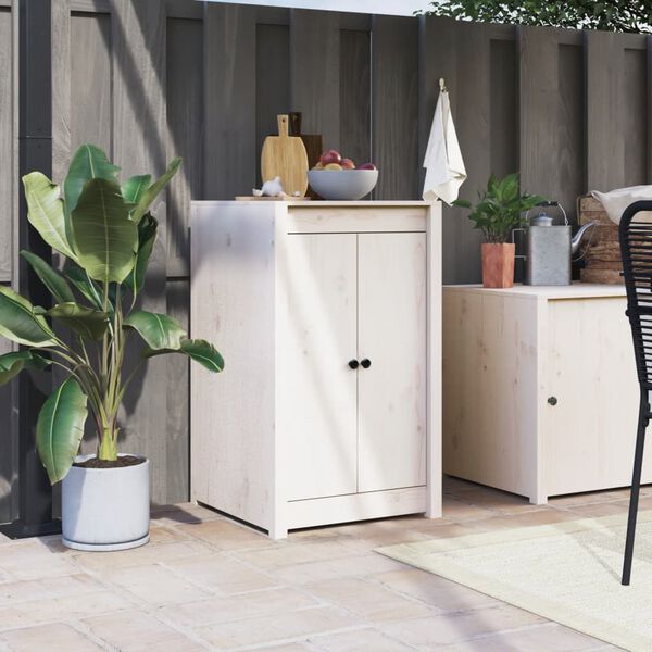 vidaXL Outdoor Kitchen Cabinet White Solid pine wood Medium