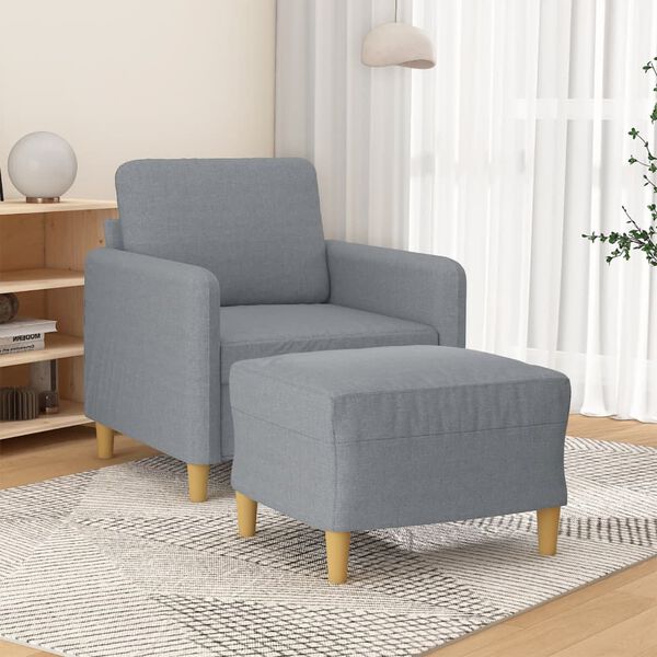 vidaXL Sofa Chair With Footstool Light Grey