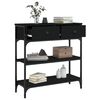 vidaXL Console Table Black Engineered wood and metal 28.5x9.8x29.5 in