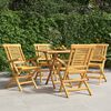 vidaXL Folding Garden Chair Set of 4 Natural Teak Solid Teak Wood