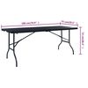 vidaXL Folding Camping Table Black HDPE, Powder-coated steel Large