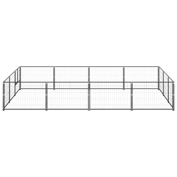 vidaXL Dog Kennel Black Steel Large Durable Dog Kennel Rectangular