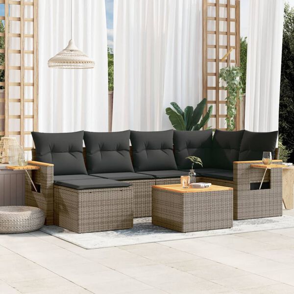 vidaXL Garden Sofa Set Grey PE rattan Large Modular Garden Sofa Set