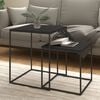 vidaXL Coffee Table Set Set of 2 Black Engineered wood, Iron 2 pcs