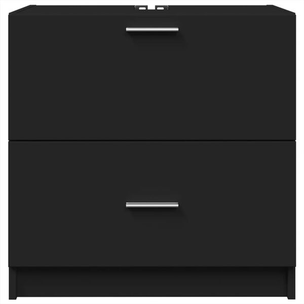 vidaXL Sink Cabinet Black Engineered wood Medium Storage Sink Cabinet