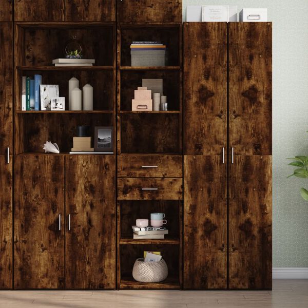 vidaXL Highboard Smoked Oak Engineered Wood Tall Highboard Rectangular