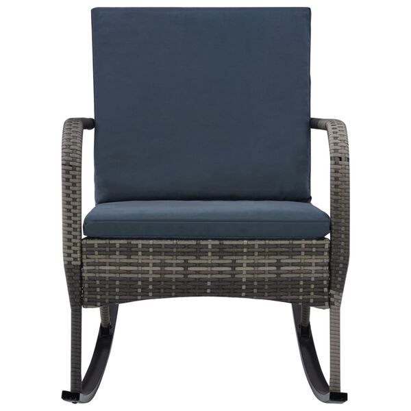 vidaXL Rocking Chair Anthracite PE Rattan, Powder-coated Steel, Polyester