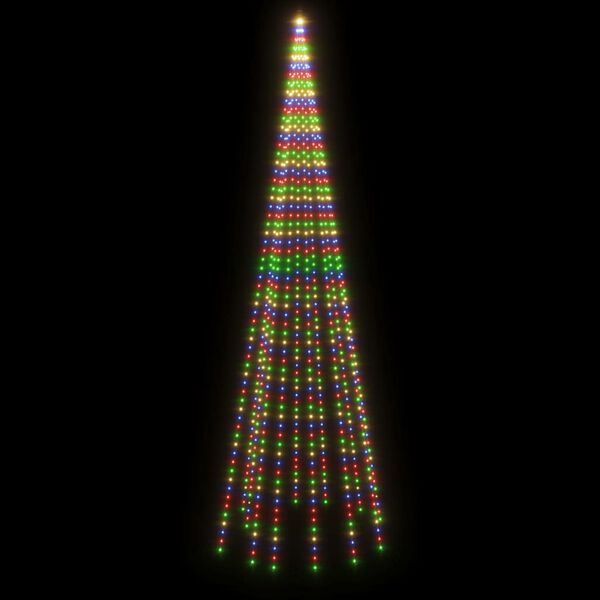 vidaXL LED Christmas Tree on Flagpole Colorful 732 LEDs 196.9"