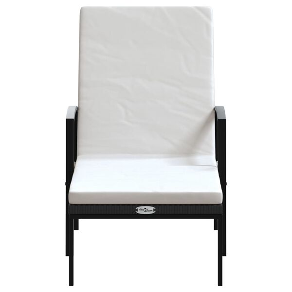 vidaXL Sun Lounger With Table Set of 3 Black and Cream White