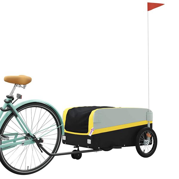 vidaXL Bike Trailer Black and Yellow 99.2 lb Iron