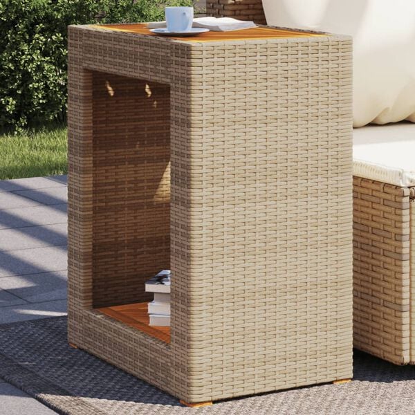 vidaXL Garden Side Table Beige and Brown