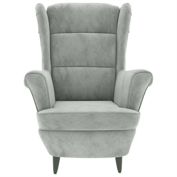 vidaXL Armchair Light Grey Velvet (100% polyester), plywood Medium
