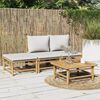 vidaXL Garden Lounge Set Bamboo, Light Grey Bamboo, Polyester Medium
