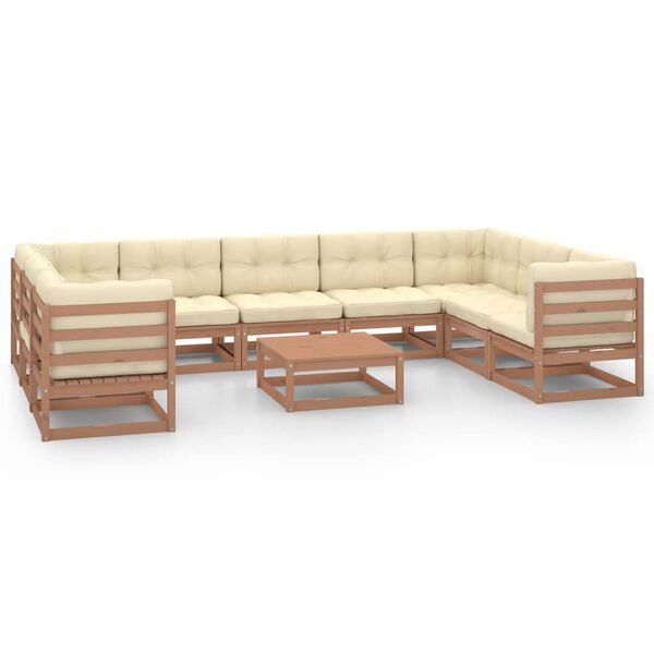 vidaXL Garden Lounge Set Honey Brown Solid Pinewood, Polyester