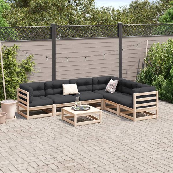 vidaXL Garden Sofa Set Natural Pine Solid Pine Wood Large Modular