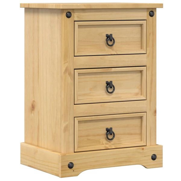 vidaXL Bedside Cabinet Honey Solid pine wood, engineered wood, metal