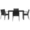 vidaXL Garden Dining Set 5 pcs Black Poly rattan