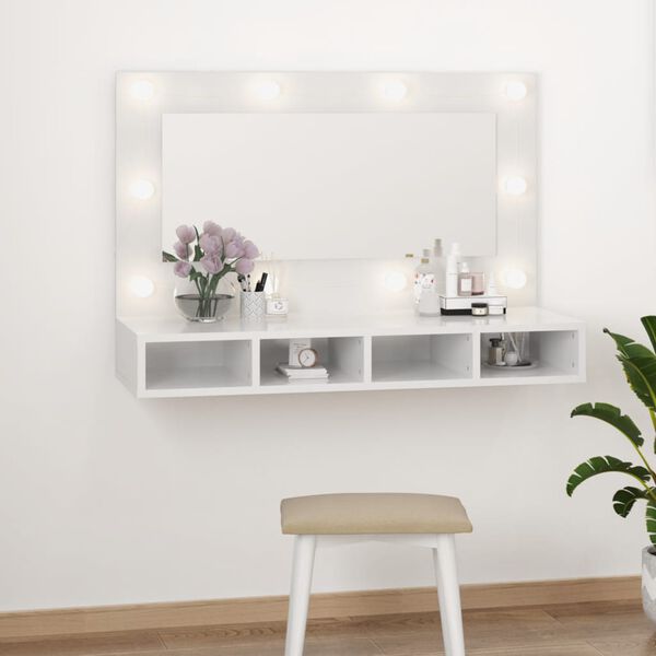 vidaXL Mirror Cabinet High gloss white Engineered wood, Acrylic