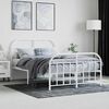 vidaXL Bed Frame White Powder-Coated Steel Double Bed Frame