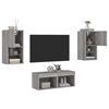 vidaXL 4 Piece TV Wall Stands with LED Lights Gray Sonoma