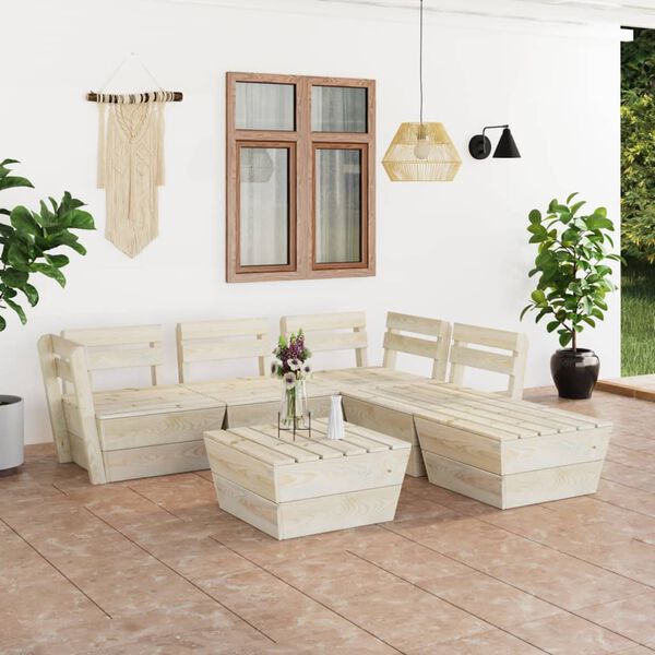 vidaXL Garden Lounge Set Natural Wood Treated spruce wood