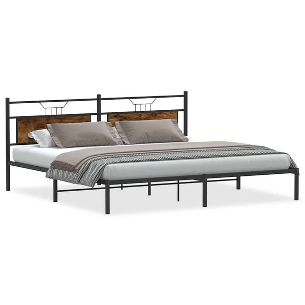 vidaXL Bed Frame Smoked Oak Engineered Wood Double Bed Frame