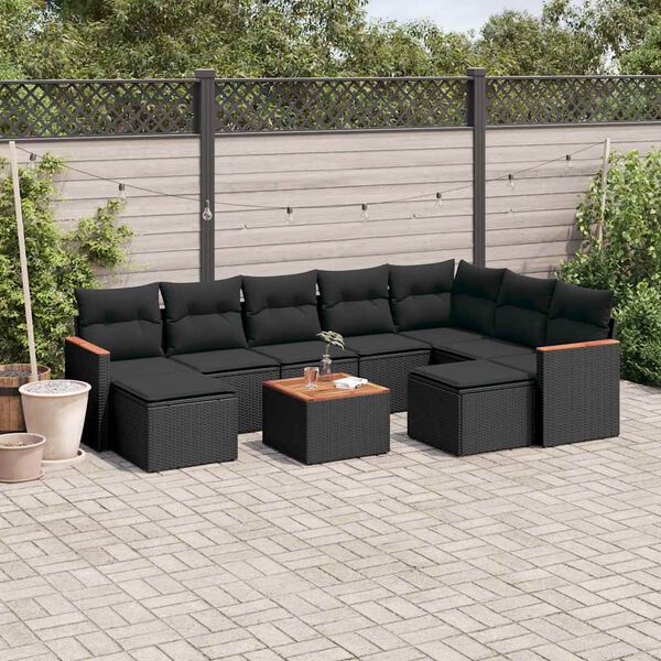 vidaXL Garden Sofa Set Black