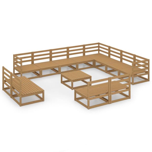 vidaXL Garden Lounge Set Honey Brown Solid Pine Large Modular