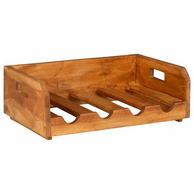 Single wooden wine rack with four slots for bottles.