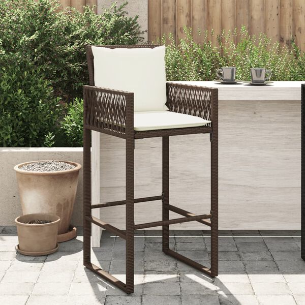 vidaXL Patio Bar Stool Brown PE rattan, Powder-coated steel Standard
