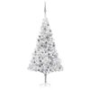 vidaXL Artificial Pre-lit Christmas Tree with Ball Set Silver 70.9" PET