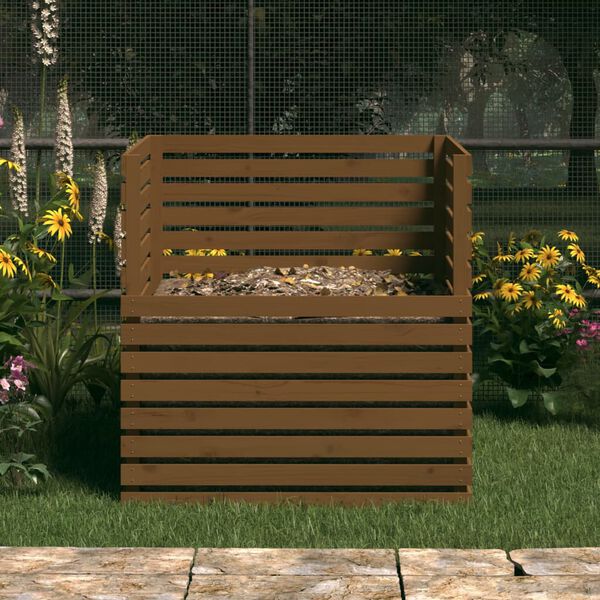 vidaXL Composter Honey brown Solid pine wood 39.4 x 39.4 x 40.2 in