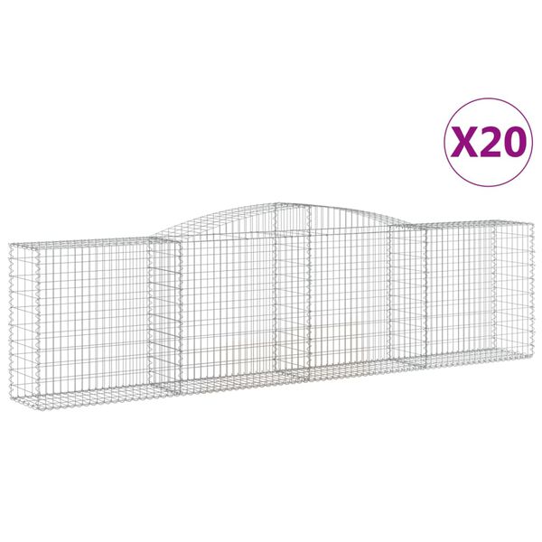 vidaXL Gabion Basket Set of 20 Silver Galvanized Iron
