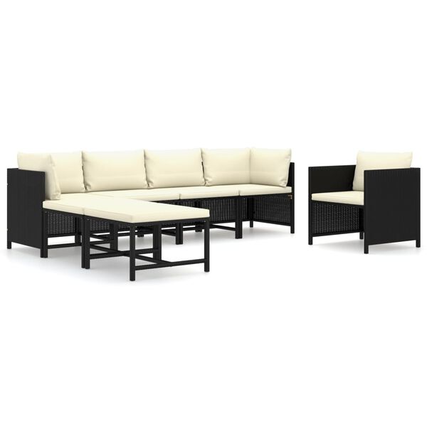 vidaXL Garden Lounge Set Black, Cream white
