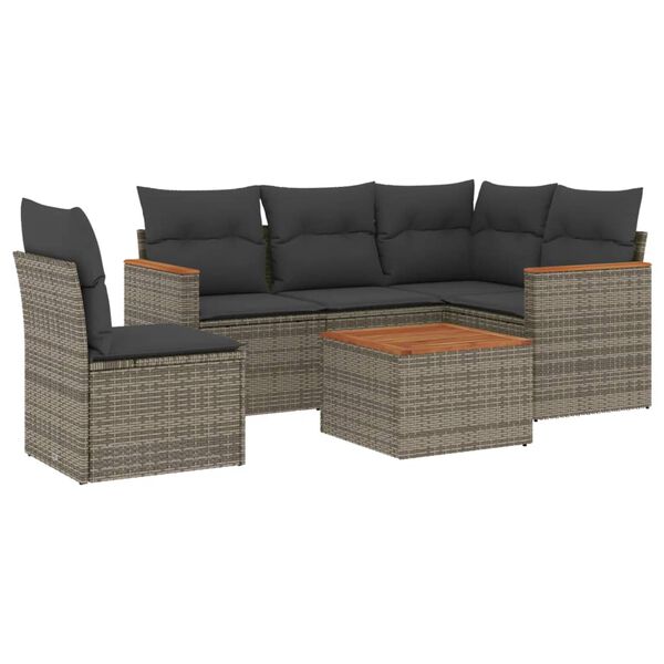vidaXL Garden Sofa Set Grey PE rattan Large UV-resistant materials