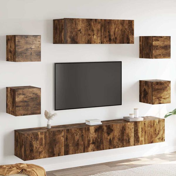 vidaXL TV Cabinet Set Set of 7 Smoked oak Engineered wood Large