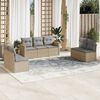 vidaXL 7 Piece Patio Sofa Set with Cushions Beige Poly Rattan