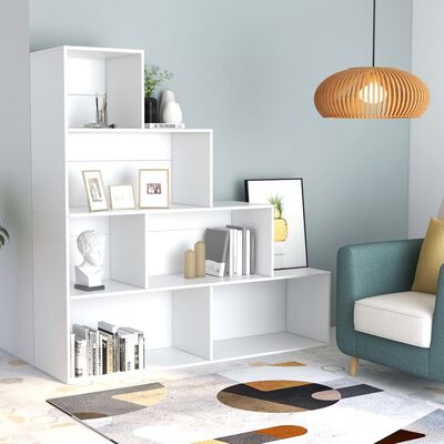 vidaXL Book Cabinet/Room Divider White 61"x9.4"x63" Engineered Wood