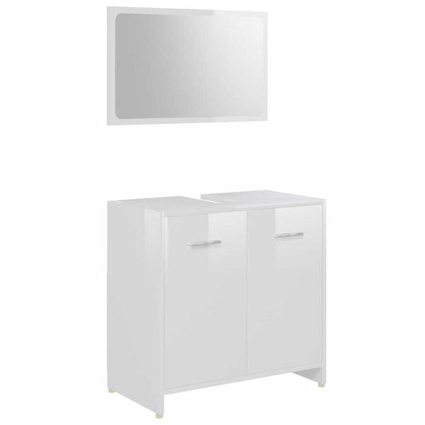 vidaXL Bathroom Furniture Set Shiny white Engineered wood Medium