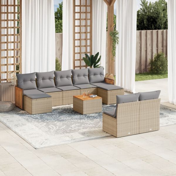vidaXL Garden Sofa Set Beige, Light Grey