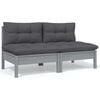 vidaXL Garden Lounge Set Gray Solid pine wood, fabric (100% polyester)