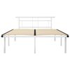 vidaXL Bed Frame White Powder-coated metal, plywood 55.1 x 78.7 in