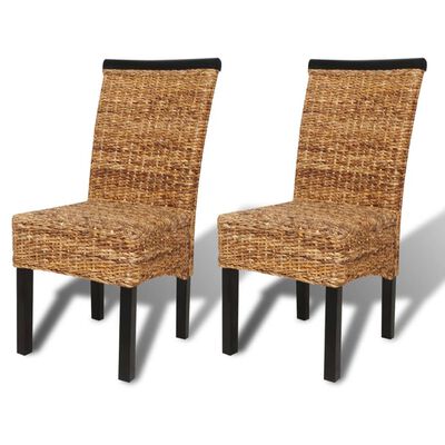 vidaXL Dining Chairs 2 pcs Abaca and Solid Mango Wood