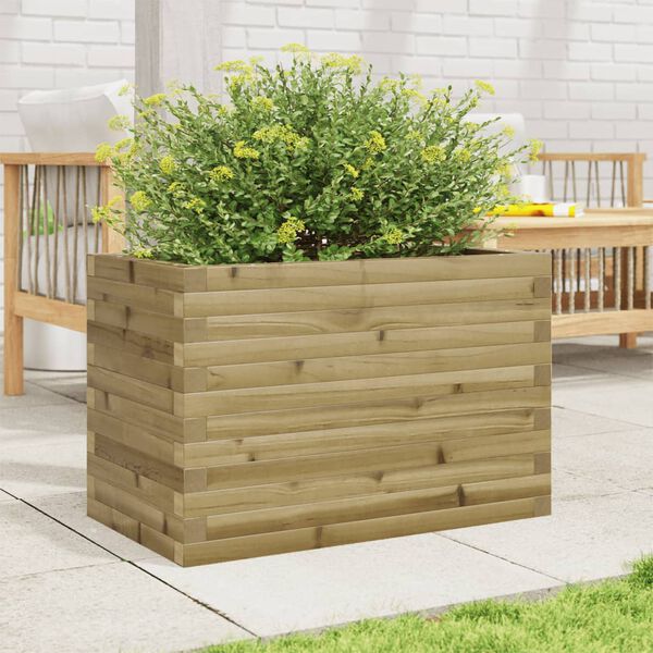 vidaXL Garden Planter Natural Wood Solid Pine Wood Medium Garden Planter