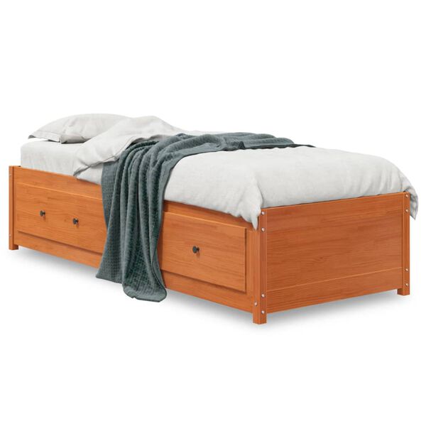 vidaXL Day Bed Wax brown Solid pine wood Small Single Day Bed