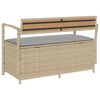vidaXL Garden Storage Bench with Cushion Beige Poly Rattan