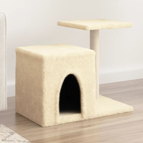vidaXL Cat Tree Cream Engineered wood, plush, sisal Medium Durable