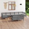 vidaXL 10 Piece Patio Lounge Set Gray Solid Pinewood