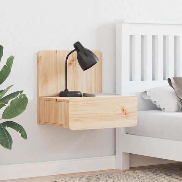 vidaXL Bedside Table Brown 17.32 x 12.80 x 15.75 in Solid pine wood